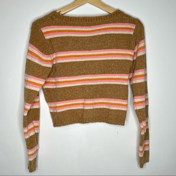NEW Nordstrom All In Favor Nordstrom Stripe Crop Chenille Sweater xs - Picture 3 of 4